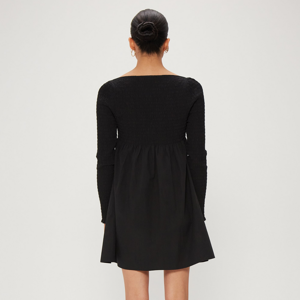 Third Form - Full Form Shirred Babydoll Dress - Black