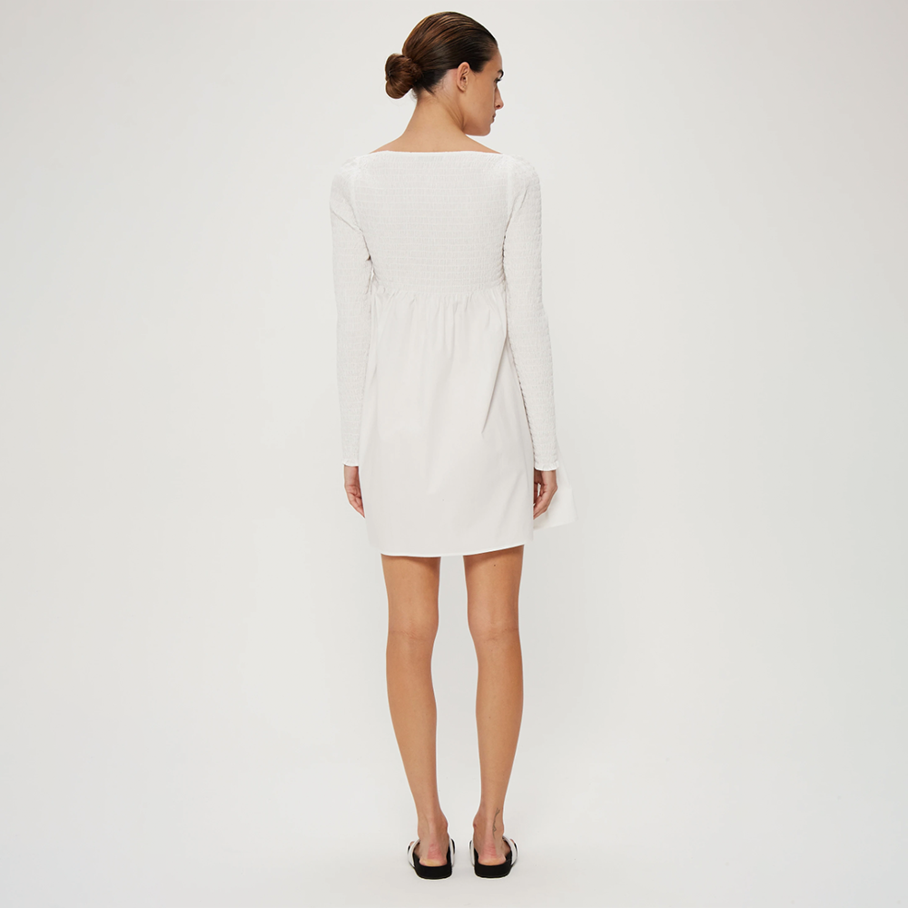 Third Form - Full Form Shirred Babydoll Dress - Off White