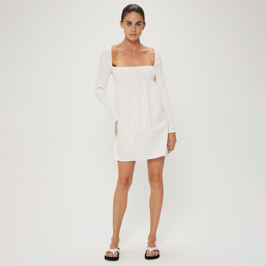 Third Form - Full Form Shirred Babydoll Dress - Off White